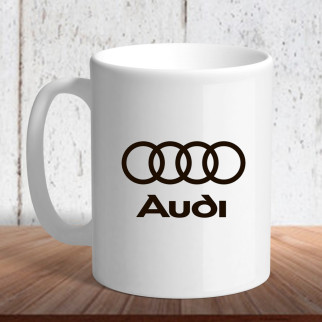 Білий кухоль (чашка) з логотипом автомобіля "Audi 5" - Інтернет-магазин спільних покупок ToGether