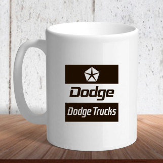 Білий кухоль (чашка) з логотипом автомобіля "Dodge dealer logo" - Інтернет-магазин спільних покупок ToGether