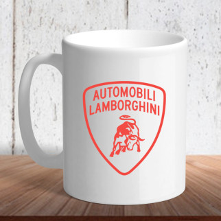 Білий кухоль (чашка) з логотипом автомобіля "Lamborghini" - Інтернет-магазин спільних покупок ToGether