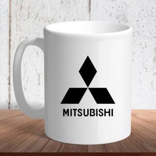 Білий кухоль (чашка) з логотипом автомобіля "Mitsubishi" - Інтернет-магазин спільних покупок ToGether