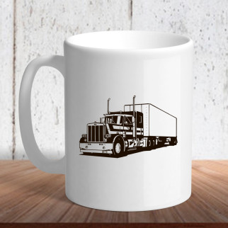 Білий кухоль (чашка) з логотипом автомобіля "Truck vector 2" - Інтернет-магазин спільних покупок ToGether