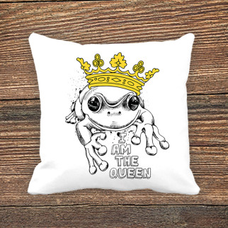 Подушка з принтом Жаба "I am the Queen" - Інтернет-магазин спільних покупок ToGether
