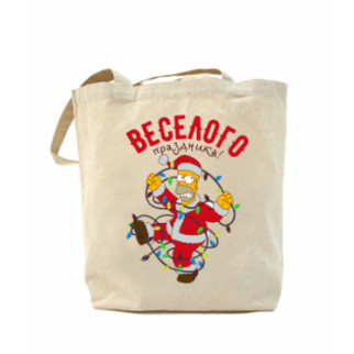 Еко-сумка, шоппер з принтом повсякденна Веселого свята - Інтернет-магазин спільних покупок ToGether