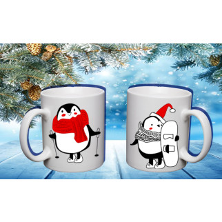 Парні білі чашки з принтом "Пінгвіни" - Інтернет-магазин спільних покупок ToGether