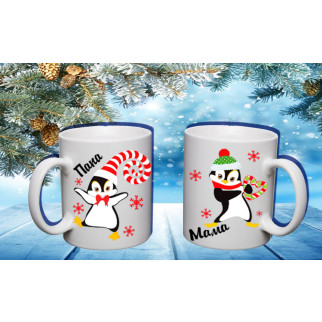 Парні білі чашки з принтом "Пінгвіни: Тато і Мама" - Інтернет-магазин спільних покупок ToGether