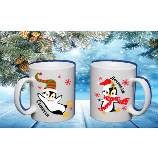 Парні білі чашки з принтом "Пінгвіни: Синочок і Донечка" - Інтернет-магазин спільних покупок ToGether