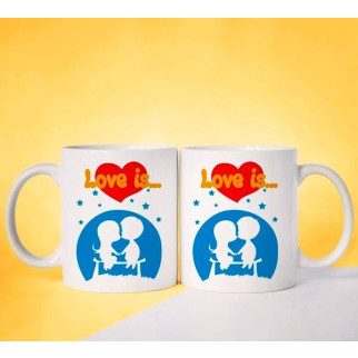 Парні білі чашки з принтом "Love is...." - Інтернет-магазин спільних покупок ToGether