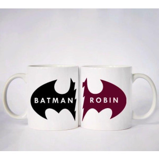 Парні білі чашки з принтом "Batman. Robin" - Інтернет-магазин спільних покупок ToGether
