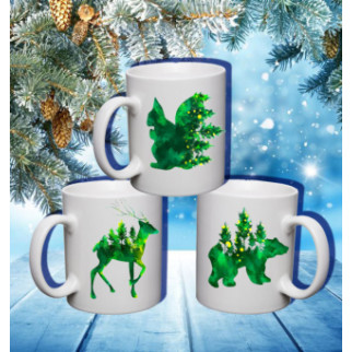 Сімейні білі чашки з принтом "Зелені звірі: ЕКО" - Інтернет-магазин спільних покупок ToGether