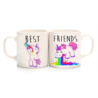 Парні білі чашки з принтом "Best friends: Єдиноріжки" - Інтернет-магазин спільних покупок ToGether