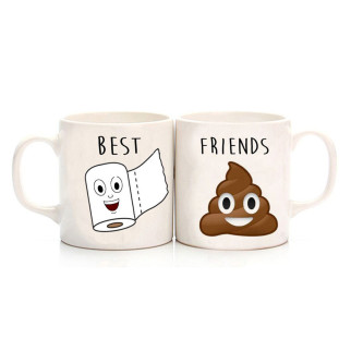 Парні білі чашки з принтом "Best friends" - Інтернет-магазин спільних покупок ToGether