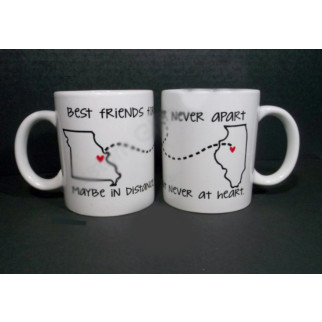 Парні білі чашки з принтом "Best friends for never apart" - Інтернет-магазин спільних покупок ToGether
