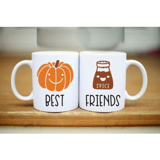 Парні білі чашки з принтом "Best friends" - Інтернет-магазин спільних покупок ToGether