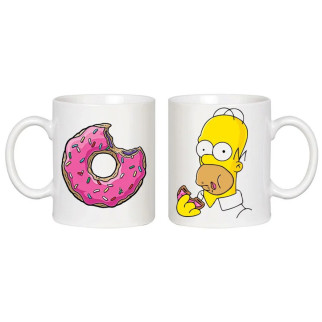 Парні білі чашки з принтом "Сімпсон і пончик" - Інтернет-магазин спільних покупок ToGether