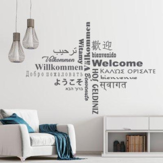 Вінілова інтер'єрна наклейка декор на стіну та шпалери «Ласкаво просимо написи» з оракалу - Інтернет-магазин спільних покупок ToGether