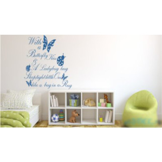 Вінілова інтер'єрна наклейка декор на стіну та шпалери «Butterfly kiss and a ladybug hug» з оракалу - Інтернет-магазин спільних покупок ToGether