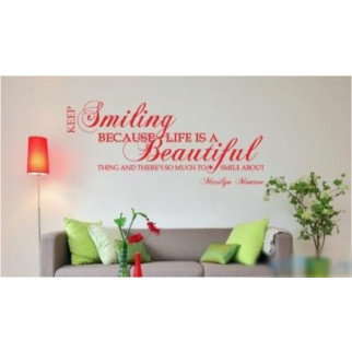 Вінілова інтер'єрна наклейка декор на стіну та шпалери «Keep smiling» з оракалу 93х41 - Інтернет-магазин спільних покупок ToGether