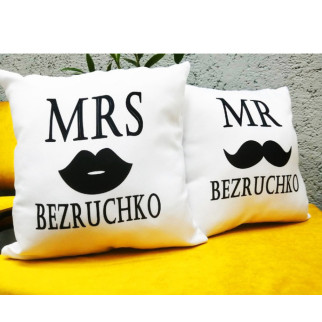 Парні декоративні подушки з принтом "Mrs and Ms Bezruchko" - Інтернет-магазин спільних покупок ToGether