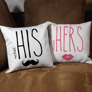 Парні декоративні подушки з принтом "His. Hers" - Інтернет-магазин спільних покупок ToGether