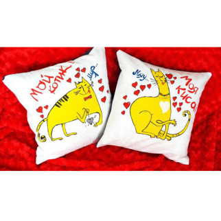 Парні декоративні подушки з принтом "Мій котик. Моя киця" - Інтернет-магазин спільних покупок ToGether