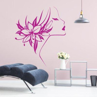 Вінілова інтер'єрна наклейка декор на стіну та шпалери «Дівчина з квіткою» з оракалу - Інтернет-магазин спільних покупок ToGether