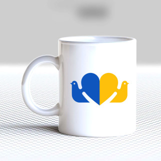 Білий кухоль (чашка) з принтом "Синій і Жовтий Голуби" - Інтернет-магазин спільних покупок ToGether