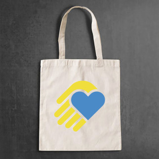 Еко-сумка, шоппер, повсякденна з принтом "сіше серце на жовтій долоні" - Інтернет-магазин спільних покупок ToGether