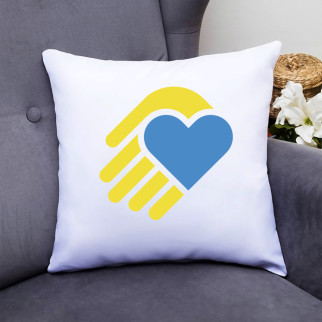 Подушка декоративна з принтом "більше серце на жовтій долоні" - Інтернет-магазин спільних покупок ToGether
