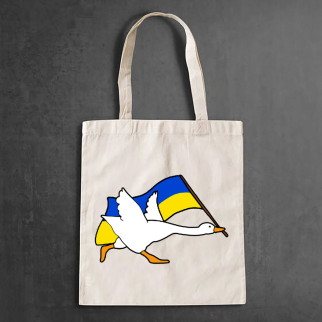 Еко-сумка, шоппер, щоденна з принтом "Гусь з прапором України" - Інтернет-магазин спільних покупок ToGether