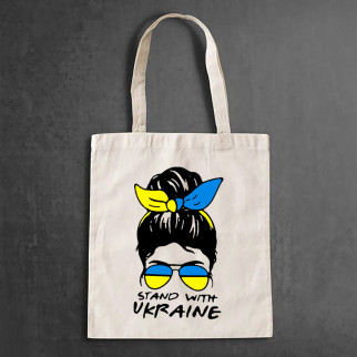 Еко-сумка, шоппер, щоденна з принтом "Дівчина - Stand with Ukraine" - Інтернет-магазин спільних покупок ToGether