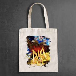 Еко-сумка, шоппер, щоденна з принтом "Тризуб, що горить, на тлі двоголового орла" - Інтернет-магазин спільних покупок ToGether