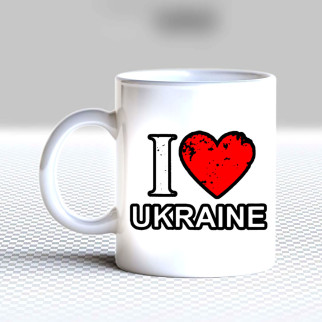 Білий кухоль (чашка) з принтом "I love Ukraine" - Інтернет-магазин спільних покупок ToGether