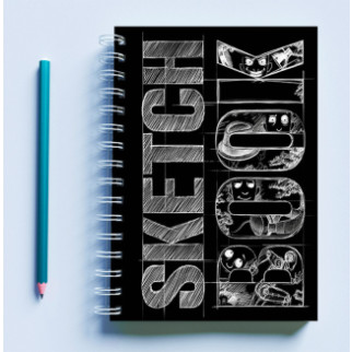 Скетчбук (Sketchbook) блокнот для малювання з принтом "Sketch Book (чорна обкладинка)" - Інтернет-магазин спільних покупок ToGether
