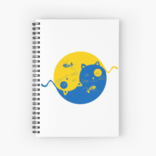 Скетчбук Sketchbook (блокнот) для малювання з принтом "Українські коти Інь і Ян (синій і жовтий) 2 - Інтернет-магазин спільних покупок ToGether