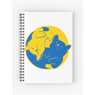 Скетчбук Sketchbook (блокнот) для малювання з принтом "Українські коти Інь і Ян (синій і жовтий) 3" А4 - Інтернет-магазин спільних покупок ToGether