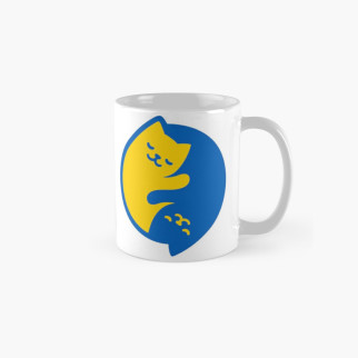 Білий кухоль (чашка) з принтом "Українські коти Інь та Ян (синій та жовтий) 1" - Інтернет-магазин спільних покупок ToGether