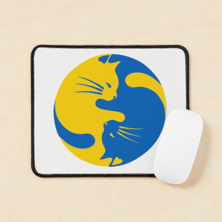 Коврик для миші з принтом "Українські коти Інь і Ян (синій і жовтий) 4" - Інтернет-магазин спільних покупок ToGether