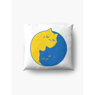 Подушка декоративна з принтом "Українські коти Інь і Ян (синій і жовтий)" - Інтернет-магазин спільних покупок ToGether