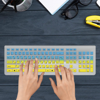 Наклейка на клавіатуру ноутбука з Українською розкладкою блакитно- жовта з оракалу - Інтернет-магазин спільних покупок ToGether