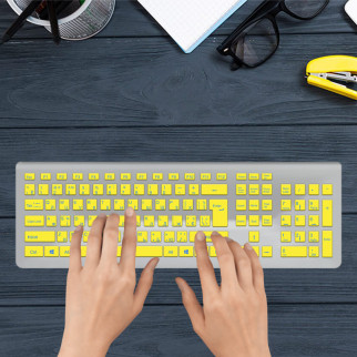 Наклейка на клавіатуру ноутбука з Українською розкладкою жовта з оракалу - Інтернет-магазин спільних покупок ToGether