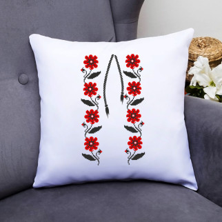 Подушка декоративна з принтом "Квітковий орнамент (червоний) вишиванки на грудях" Push IT - Інтернет-магазин спільних покупок ToGether