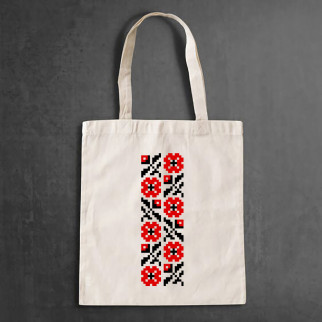 Еко-сумка, шоппер, щоденна з принтом"Червоний квітковий орнамент вишиванки на грудях" Push IT - Інтернет-магазин спільних покупок ToGether