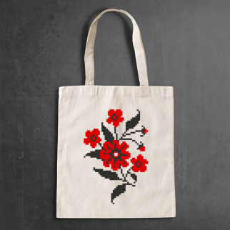 Еко-сумка, шоппер, щоденна з принтом"Квітковий орнамент (червоно-чорний) вишиванки на грудях" Push IT - Інтернет-магазин спільних покупок ToGether