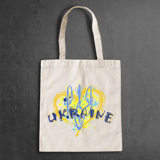 Еко-сумка, шоппер, щоденна з принтом"Жовте серце та герб України Ukraine" Push IT - Інтернет-магазин спільних покупок ToGether
