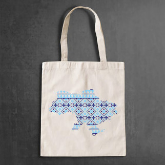 Еко-сумка, шоппер, щоденна з принтом"Карта України із синього орнаменту" Push IT - Інтернет-магазин спільних покупок ToGether