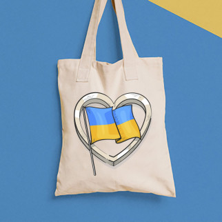 Еко-сумка, шоппер, щоденна з принтом"Прапор України в серці" Push IT - Інтернет-магазин спільних покупок ToGether