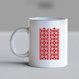 Білий кухоль (чашка) з принтом "Червоний орнамент вишиванки" Push IT - Інтернет-магазин спільних покупок ToGether