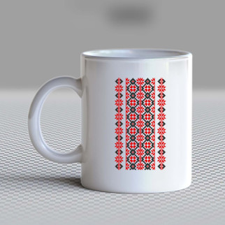 Білий кухоль (чашка) з принтом "Червоно-чорний орнамент вишиванки на грудях" Push IT - Інтернет-магазин спільних покупок ToGether