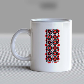 Білий кухоль (чашка) з принтом "Український червоний орнамент" Push IT - Інтернет-магазин спільних покупок ToGether
