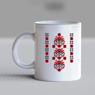 Білий кухоль (чашка) з принтом "Український квітковий орнамент-вишиванка" Push IT - Інтернет-магазин спільних покупок ToGether